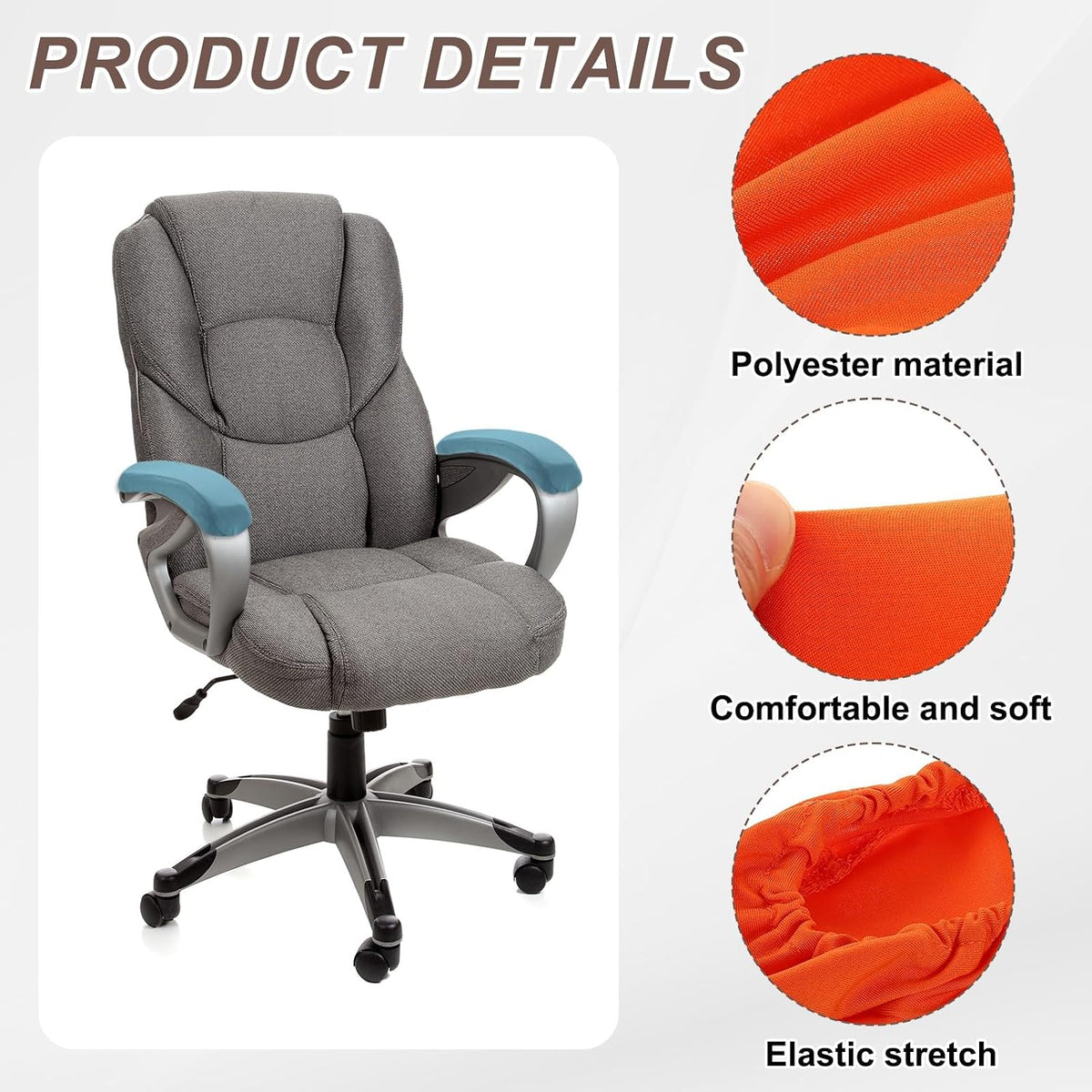 uxcell Chair Armrest Slipcovers Covers, 32 x 8cm Polyester Removable Seat Hand Rest Protector for Office Chairs Desk Chair(Dark Gray)