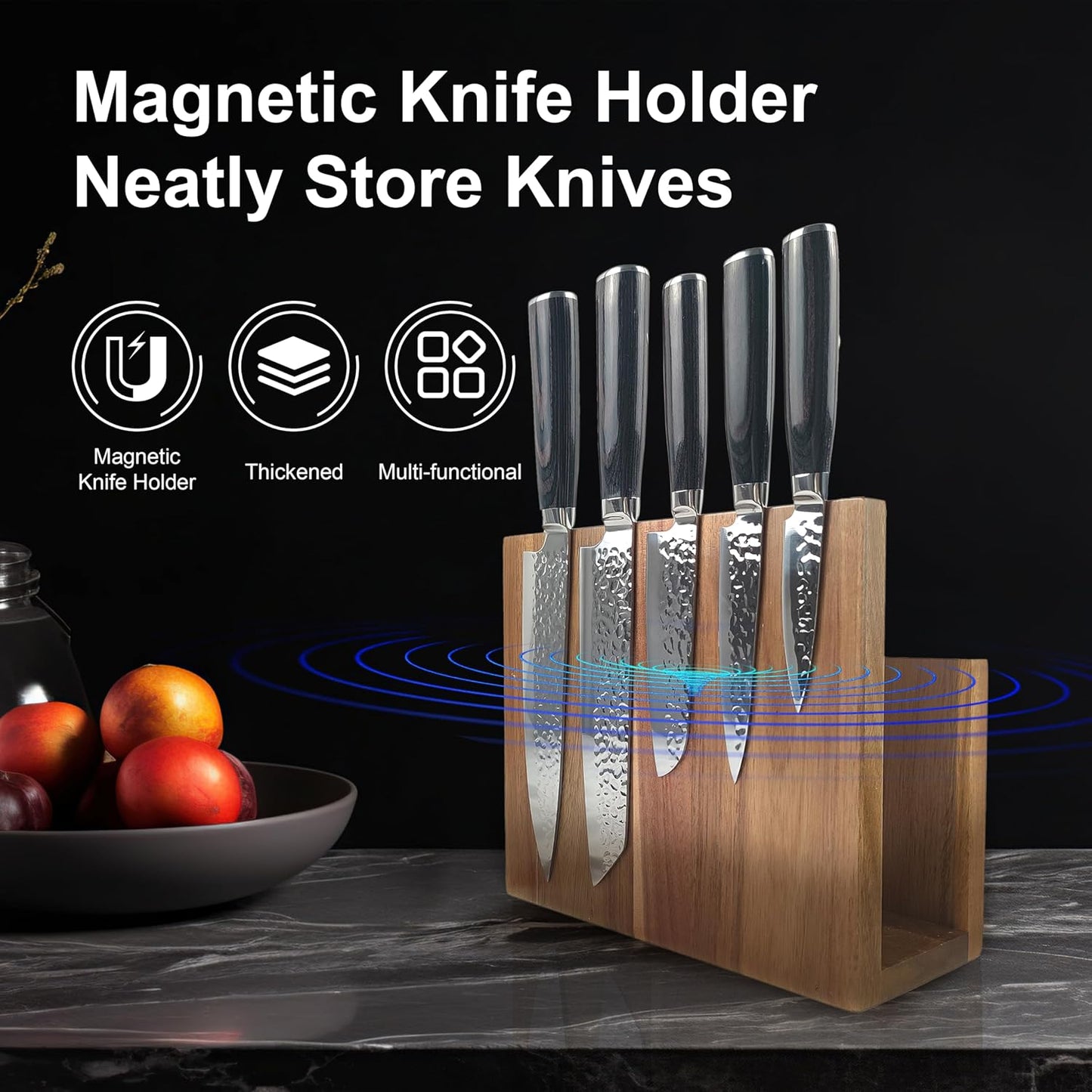 4 Pcs Book Cutting Board Set With Magnetic Knife Holder,Non Toxic Book Wood Cutting Boards With Labels,Made Of Four Different Solid Woods,Chopping Board For Kitchen Decoration (No Knives)(4)