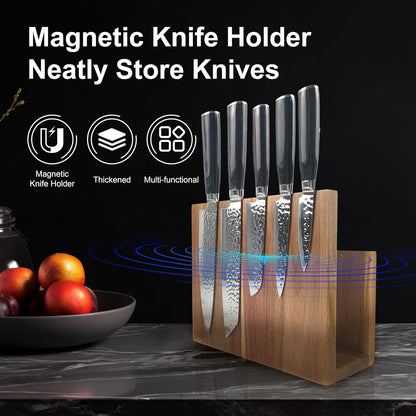 4 Pcs Book Cutting Board Set With Magnetic Knife Holder,Non Toxic Book Wood Cutting Boards With Labels,Made Of Four Different Solid Woods,Chopping Board For Kitchen Decoration (No Knives)(4)