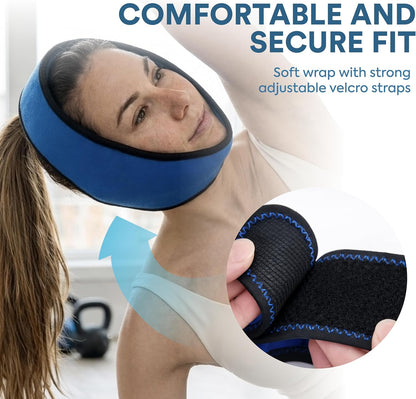 Face Ice Pack Wrap for TMJ Relief, Wisdom Teeth, Jaw, Head and Chin, 4 Reusable Hot and Cold Gel Packs, Pain Relief for Mouth, Oral and Facial Surgery