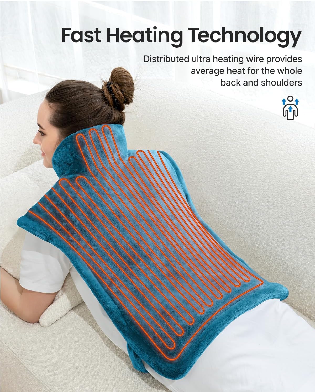 RENPHO Electric Heating Pad - 6 Heat Levels for Neck Shoulder and Back, Birthday Gifts for Women Men Mom Dad, Weighted Pad for Snug Fit, ETL Safety Certified, FSA Eligible, 24"x33" Gray