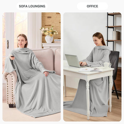 IFNOW Fleece Wearable Blanket with Sleeves, Oversized Snuggle Robe