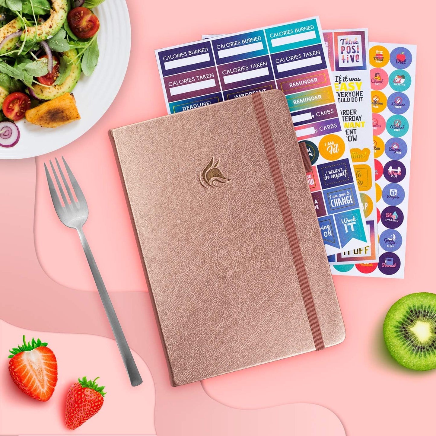 Clever Fox Wellness Planner & Food Journal for Weight Loss, A5 Orange | 5.8"x8.3" nutrition & exercise tracker for women tracking meals, diet & symptom diary, calorie counter notebook, stickers