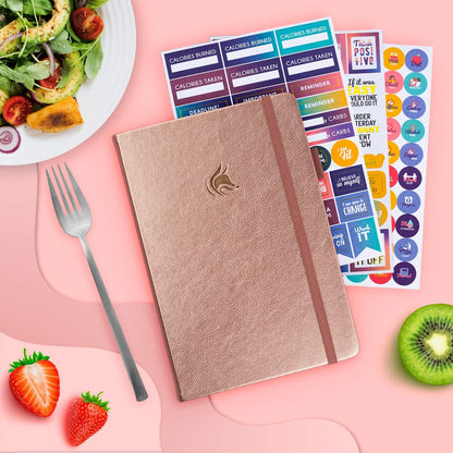 Clever Fox Wellness Planner & Food Journal for Weight Loss, A5 Orange | 5.8"x8.3" nutrition & exercise tracker for women tracking meals, diet & symptom diary, calorie counter notebook, stickers