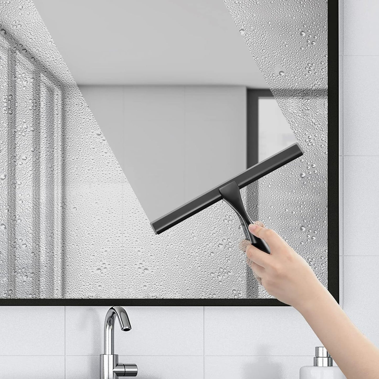 Hiware All-Purpose Shower Squeegee for Shower Doors, Bathroom, Window and Car Glass - Stainless Steel, 10 Inches