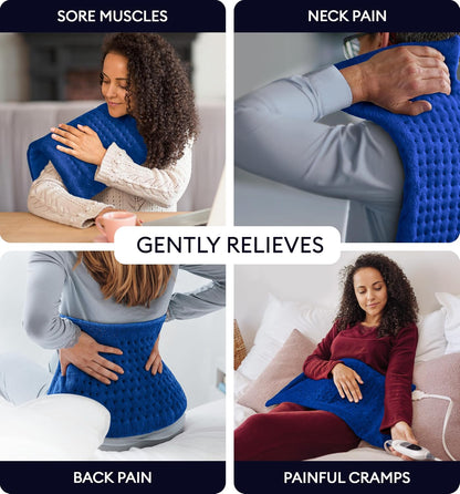 GENIANI Back Pain & Relaxation Gifts for Women – Electric Heating Pad for Back, Neck & Shoulders, Soft Microplush Electric Throw Heating Pad for Period Comfort, Fast Heating, Auto Shut Off, 12"x24"