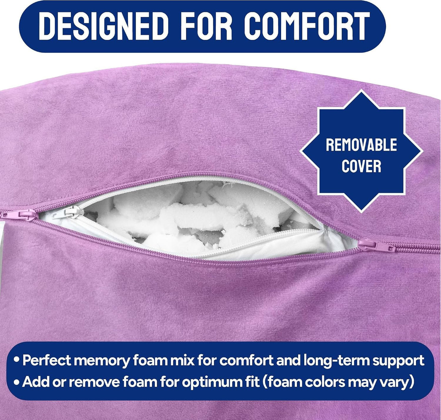Reading Pillow for Bed with Arms Pockets for Adults, Large Grey | Bed Pillow for Sitting Up for Nursing, Breast Feeding, Bedrest or Relief from GERD or Heartburn; Removable, Washable Cover