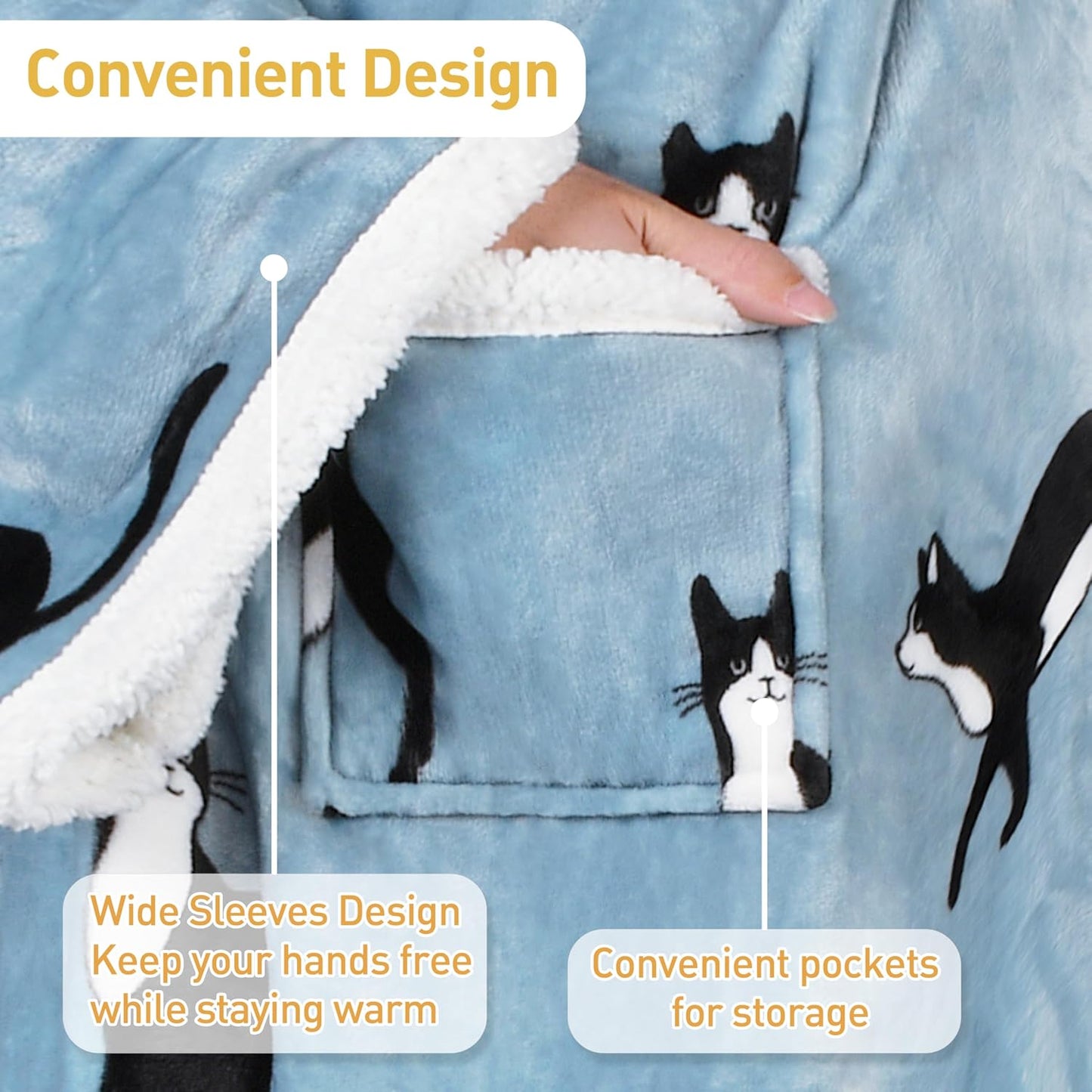 Catalonia Wearable Blanket with Sleeves & Foot Pocket for Adults | Soft Fleece Throw Wrap with Hands-Free Comfort, Perfect for Reading, TV Time & Relaxing, Christmas Gift for Women & Men
