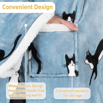 Catalonia Wearable Blanket with Sleeves & Foot Pocket for Adults | Soft Fleece Throw Wrap with Hands-Free Comfort, Perfect for Reading, TV Time & Relaxing, Christmas Gift for Women & Men