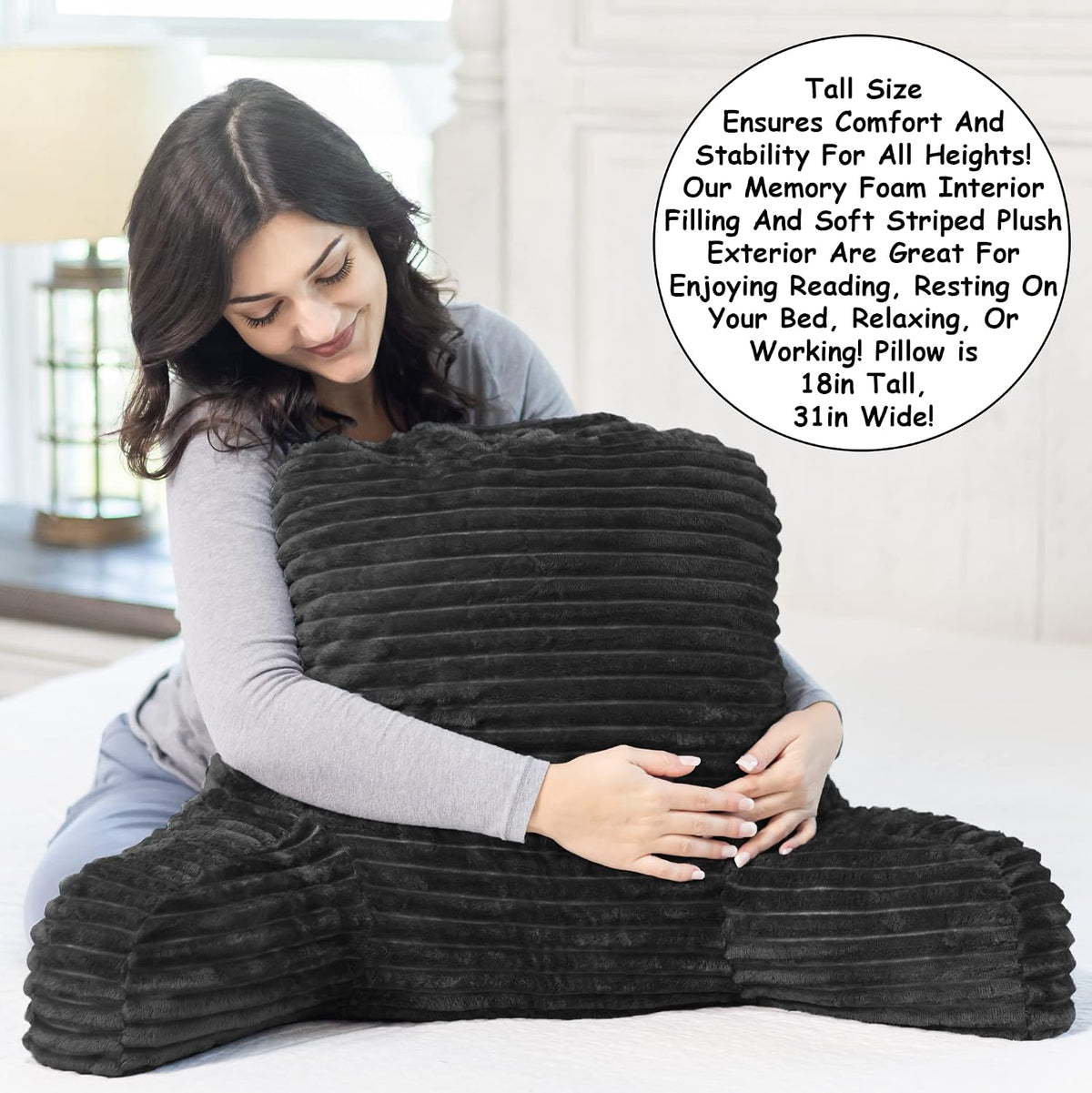 Homie Reading Pillow with Reading Light and Wrist Support, Has Arm Rests, and Back Support for Bed Rest, Lounging, Reading, Working on Laptop, Watching TV (Gray)