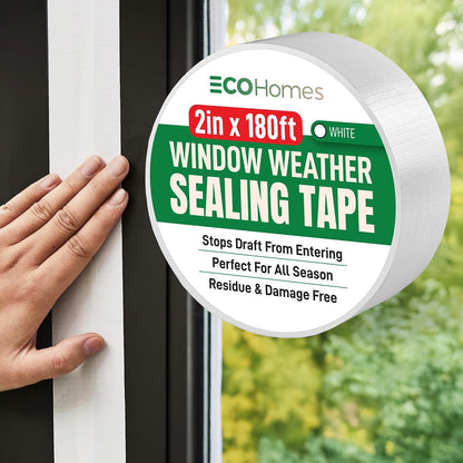 ECOHomes Window Weather Sealing Tape (2 Inch Wide x 90 Ft, Clear) | Weather Stripping Tape, To Stop Drafts Through Window Gaps and AC Units, Insulation Seal for Home and Air Conditioners