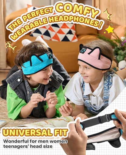KIDSBAND Kids Bluetooth Headphones, Sleep Headband [Wireless & Wired Playback 2in1] Foldable Headphones for School/Travel/Tablet/Sleep
