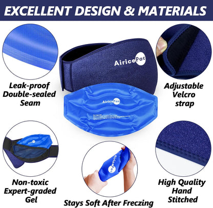 AiricePac Elbow Ice Pack Wrap, Tennis Golfers Sleeve For Arm and Calf Injuries Reusable, Cold Compression for Pain Relief