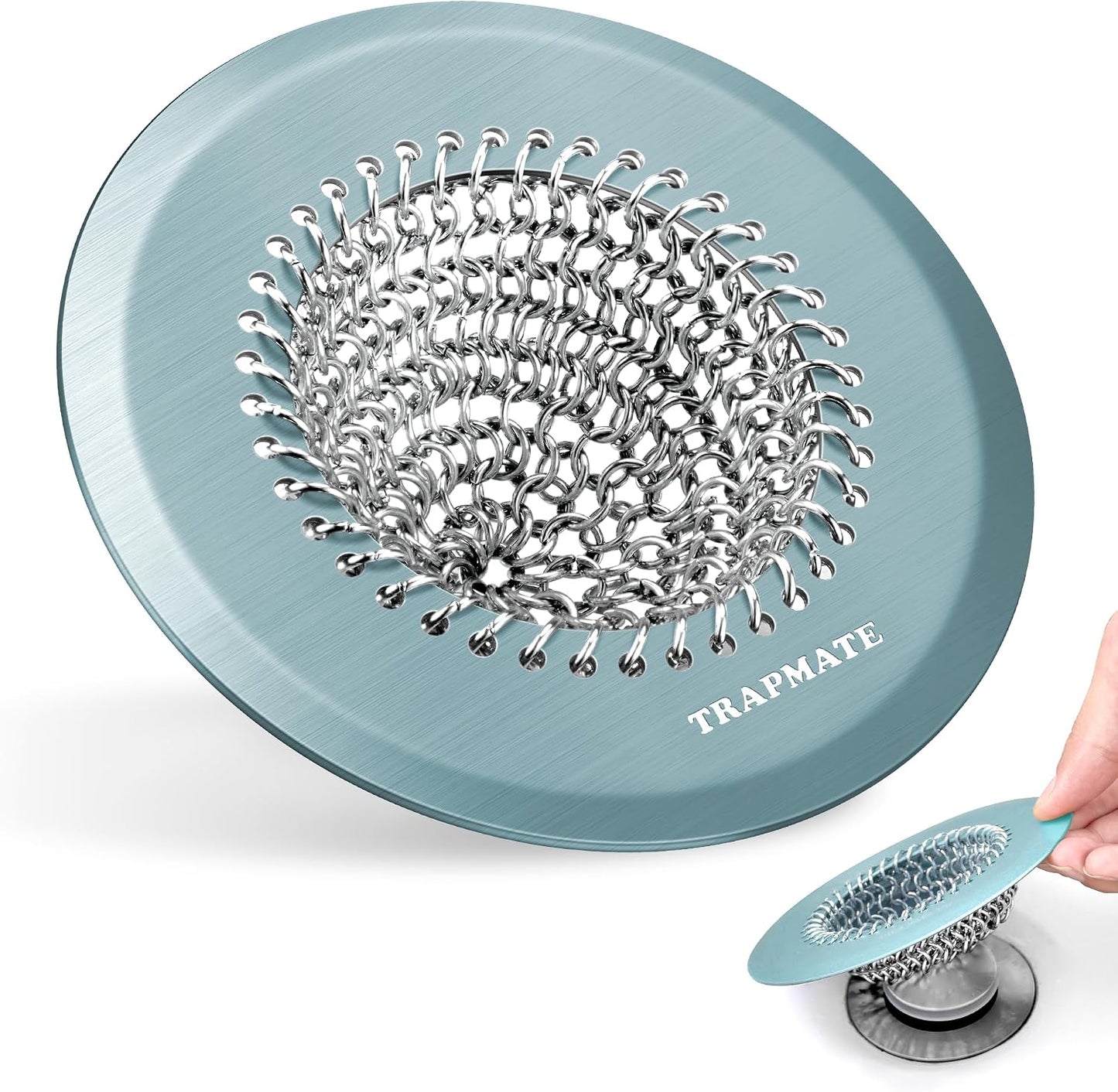 TRAPMATE Shower Drain Hair Catcher, 4.4" Anti-Clogging Bathtub Drain Cover | Easy Flip Cleaning, Traps Hair with Fast Drainage, Anti-Slip Drain Protector Fits Regular & Pop-up Drains (Patented Product)