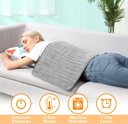 Electric Heating pad for Back Neck Shoulder Knee Arms Legs- Electric Heat Pads with 6 Heat Settings & Auto Shut Off Heat Heating Pad for Birthday Mother Father Girl Men Women