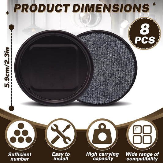 ASTIMESA 8 Pieces 3" Square Furniture Sliders, Heavy Duty Furniture Pads Cups with Carpet Base, Reusable Floor Protectors for Hardwood Vinyl Tile Couch Table Chair Bottom (Brown) (78mm, Square)