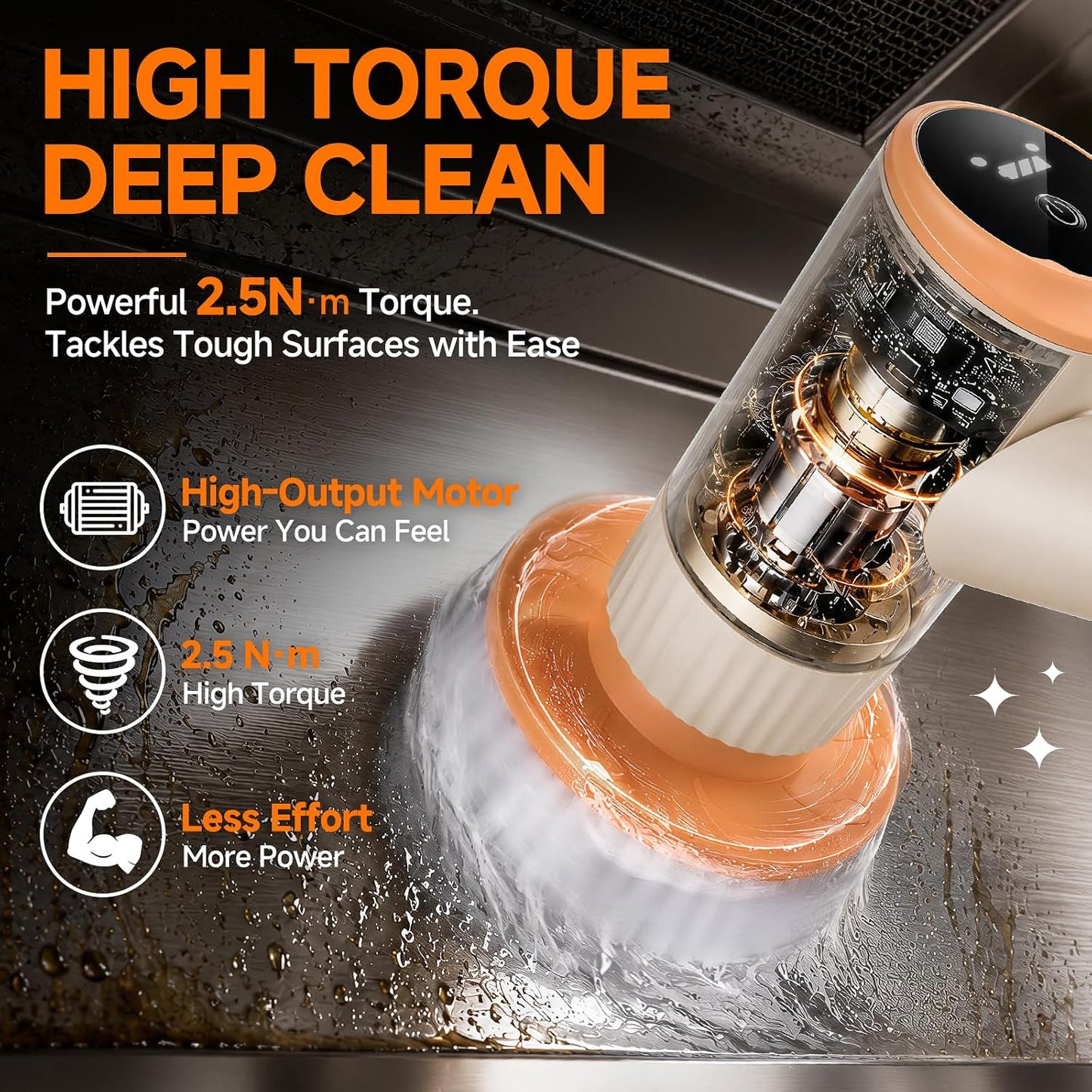 Electric Spin Scrubber,Cordless Shower Scrubber,Dual Speed | 6 Replaceable Brush Heads,Large Capacity Battery,4 Section Adjustable Handle,Cleaning Brush for Bathroom Shower Bathtub