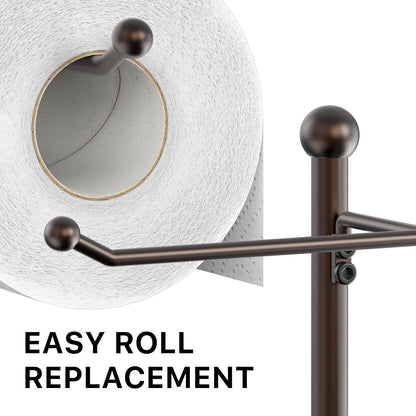 Simple Houseware English Style Toilet Paper Stand Holder w/Woodtop, Bronze | 4 Paper Rolls, 8.5" x 8.75" x 29.2"