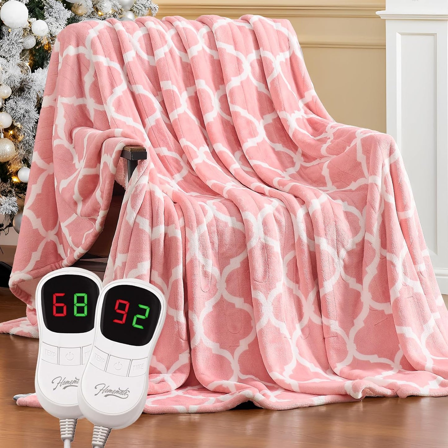 Homemate Heated Blanket Electric Throw - 50“x60“ Heating Blanket with 10 Fast Heat Levels 8 Hours Auto Off Soft Cozy Flannel Over-Heated Protection ETL Certification Keep Warming in Home | Throw with 10 Fast Heat Levels 8 Hours Auto Off Over-Heated