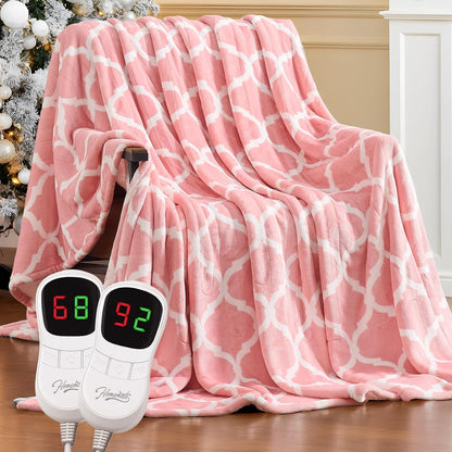 Homemate Heated Blanket Electric Throw - 50“x60“ Heating Blanket with 10 Fast Heat Levels 8 Hours Auto Off Soft Cozy Flannel Over-Heated Protection ETL Certification Keep Warming in Home | Throw with 10 Fast Heat Levels 8 Hours Auto Off Over-Heated