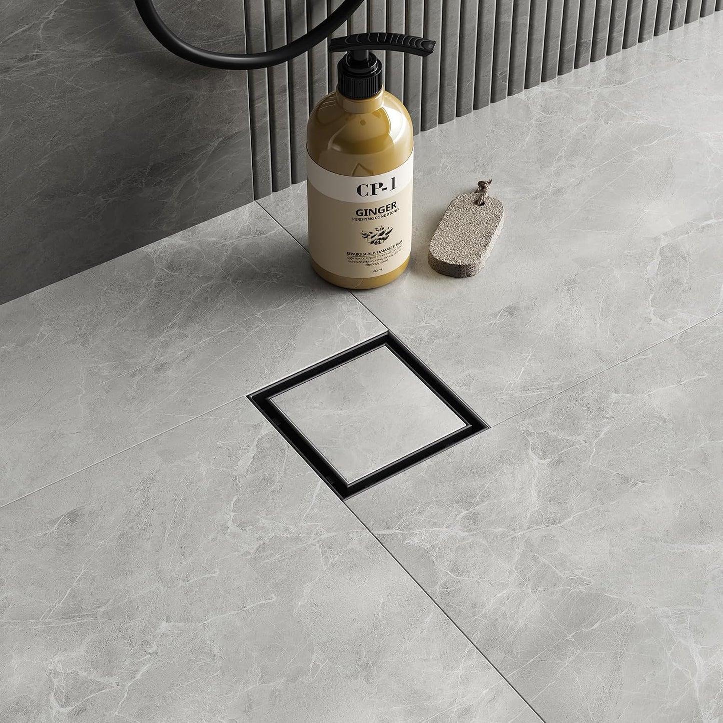 Neodrain 4" Brushed Square Shower Drain with Removable Tile Insert Grate | 304 Stainless Steel Tile Square Drain, Hidden Drain,Easy to Clean, Waterproof & Sturdy Shower Drain, CUPC Certified