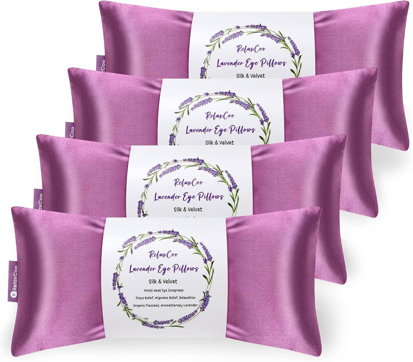 RelaxCoo Lavender Eye Pillow for Relaxation, Yoga, Sleeping, Weighted Eye Mask Heated for Headache, Sinus, Dry Eyes Relief, Moist Heat Eye Compress, Meditation Accessories with Aromatherapy, Pack of 2