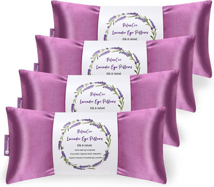 RelaxCoo Lavender Eye Pillow for Relaxation, Yoga, Sleeping, Weighted Eye Mask Heated for Headache, Sinus, Dry Eyes Relief, Moist Heat Eye Compress, Meditation Accessories with Aromatherapy, Pack of 2