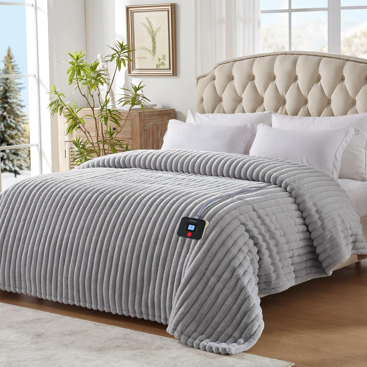 Westinghouse Heated Throw Blanket, 50"x60", Charcoal, ETL Certified