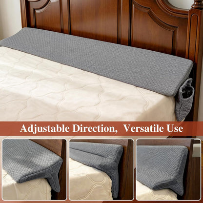 JZHLLA Triangle Bed Gap Filler King, Prevent Items from Falling | High Density Foam Headboard Gap Filler Pillow with 2 PCS Pockets and Removable Washable Cover Grey