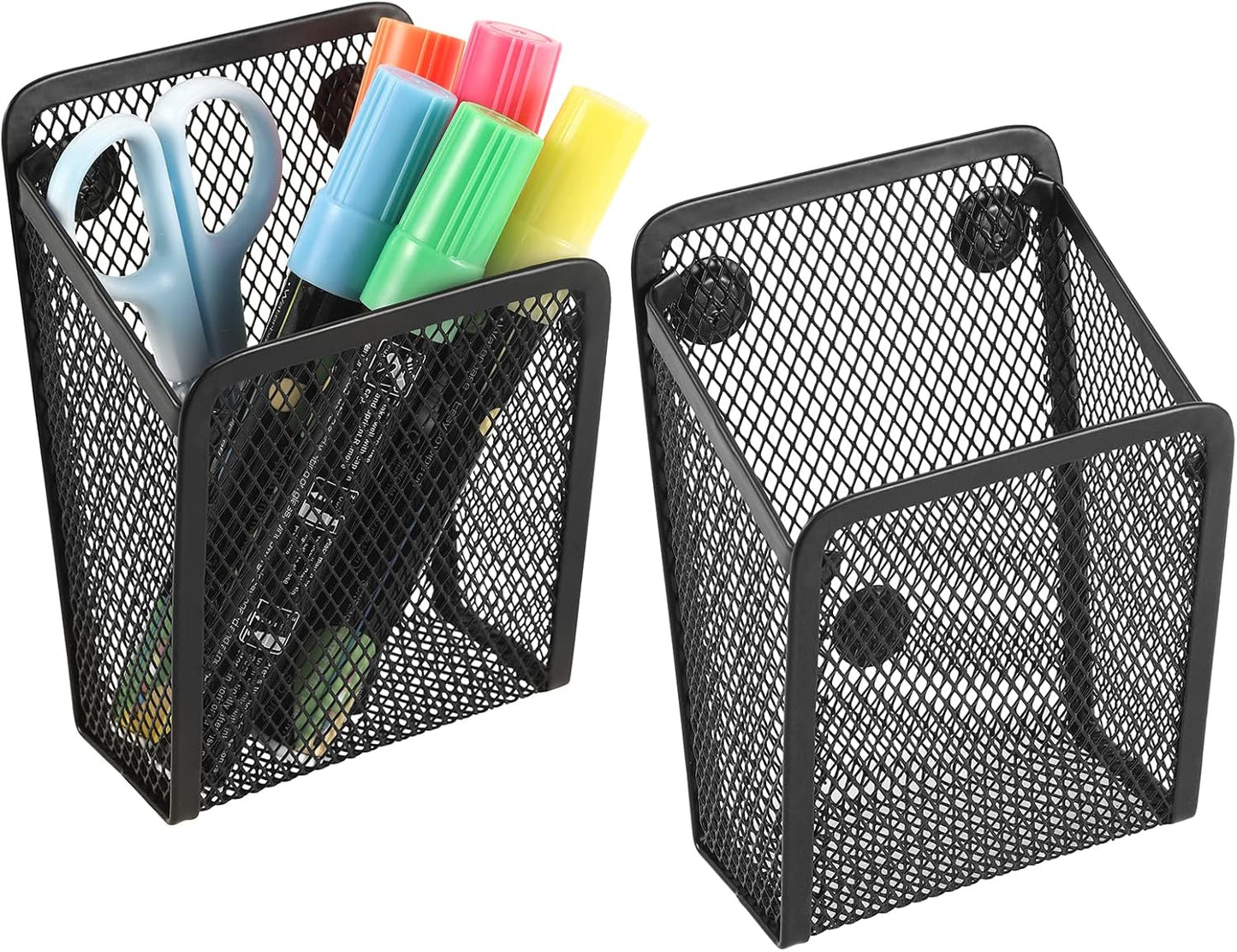 Magnetic Pencil Holder,Mesh Stainless Steel Pen Basket, Metal Writing Utensil Storage Organizer for Whiteboard,Blackboard,Kitchen, Locker, Home, or Office | Metal Writing Utensil Storage Organizer for Whiteboard,Blackboard,Kitchen, Locker, Home, or Office