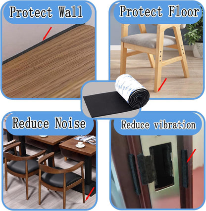 Cuttable Felt Furniture Pads with Sticky Backing,40x4 inch Self Adhesive Felt Sheets,Heavy Duty Felts Strip Roll Felts Tape Protect Hardwood Floors No Scratches No Noise