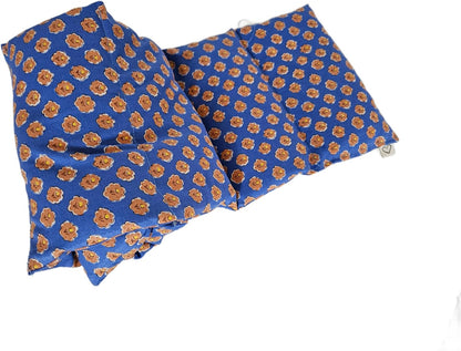Microwavable LOVEwrap Neck & Shoulder Wrap Pad - Aroma - 6 X 24- Flax w/fine Mist of Calming Lavender Oil - subtly Scented - All Natural - Hot Cold Therapy Muscles Pain Relief - Orange Blue Flowers