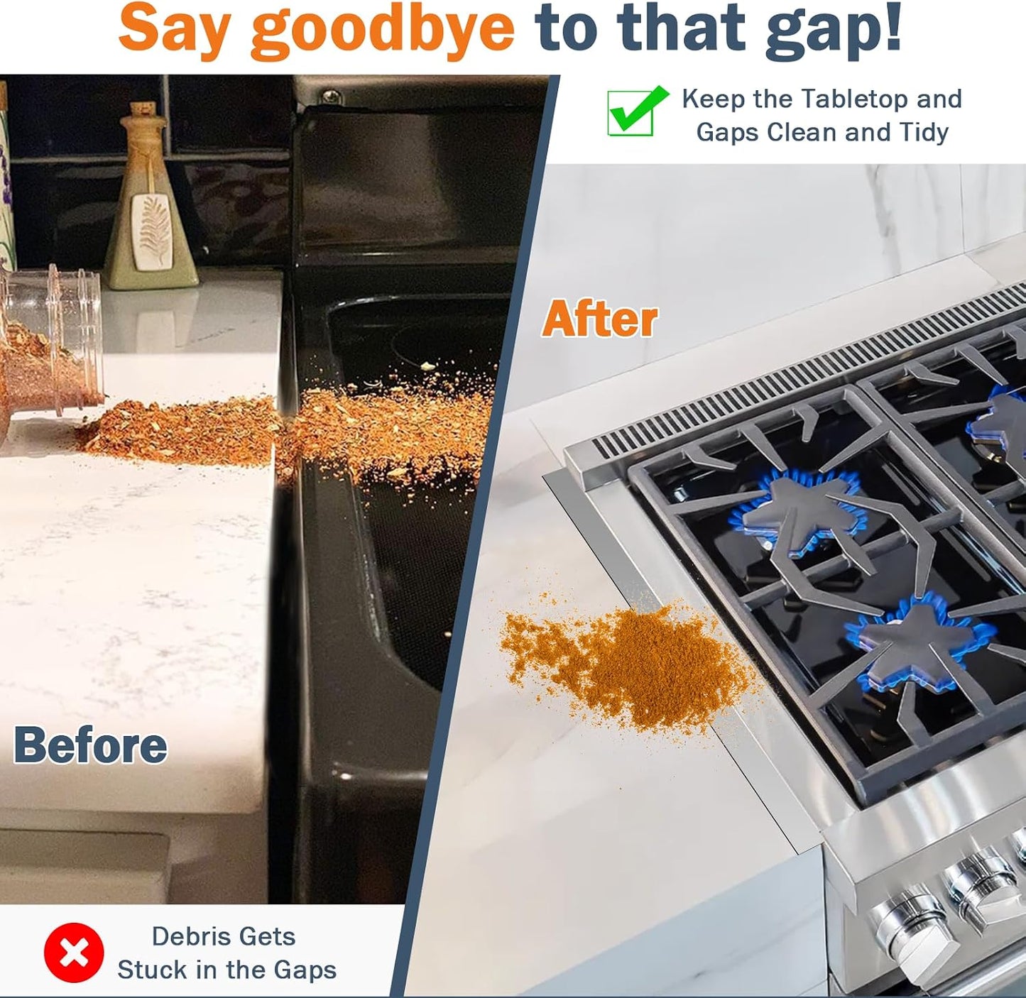 Stove Gap Covers Stainless Steel,2Pack Retractable Stove Gap Filler-Black | (13.8"–27.5" Length, 0.79" Width), Heat-Resistant Guard & Range Trim Kit Between Stove Top & Counter