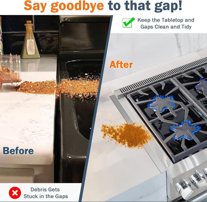 Stove Gap Covers Stainless Steel,2Pack Retractable Stove Gap Filler-Black | (13.8"–27.5" Length, 0.79" Width), Heat-Resistant Guard & Range Trim Kit Between Stove Top & Counter