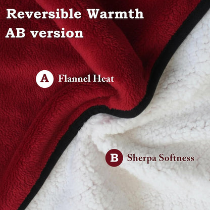 Wheelchair Lap Blanket for Seniors, 43" * 28" Soft Sherpa Lined Knee & Lap Cover, Warm Lightweight Throw with Snap Buttons, Cozy Comfort for Elderly & Caregivers, Wine Red