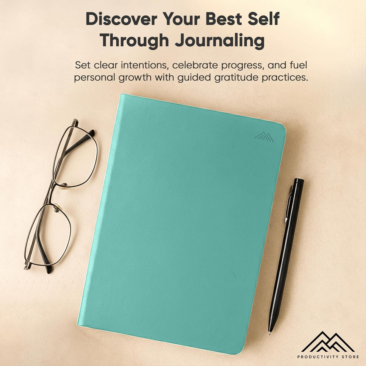 Gratitude & Self-Care Journal - Guided Mindfulness & Mental Health Journal All-in-One with Prompts for Self Discovery - Daily Journal for Men & Women (A5, Black) - PRODUCTIVITY STORE