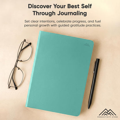 Gratitude & Self-Care Journal - Guided Mindfulness & Mental Health Journal All-in-One with Prompts for Self Discovery - Daily Journal for Men & Women (A5, Black) - PRODUCTIVITY STORE