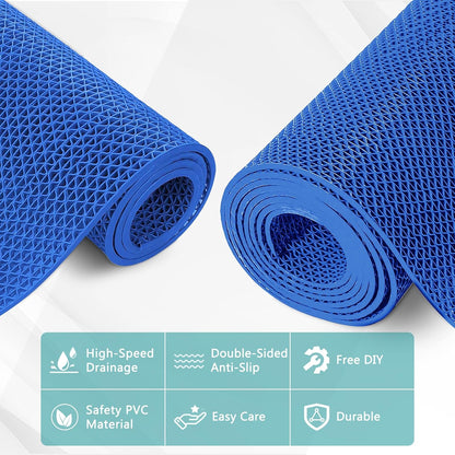 WochiTV Non Slip Drainage Mats PVC Pool Floor Mat 0.23'' Thick Outdoor Indoor Parking Space Mat for Bathroom Garage Basement Backyard Commercial Kitchen 3x16.6Ft