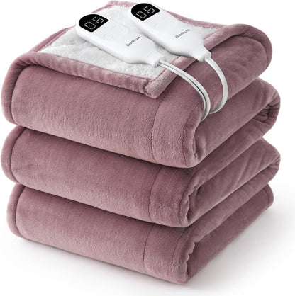 Bedsure Heated Blanket Throw, Soft Electric Blanket with Preheat, Cream