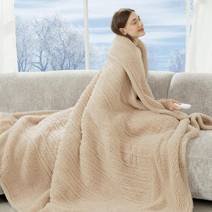 Heated Throw Blanket 50"X60", Soft Sherpa, 4 hrs Auto Shut Off