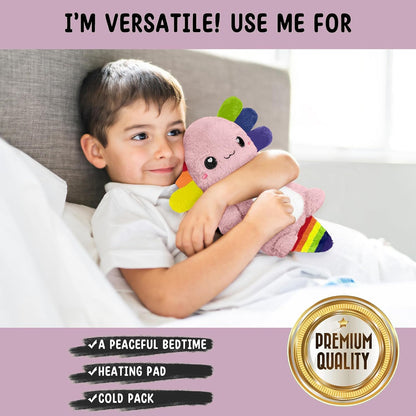 Axolotl Unscented 2Lbs Heating Pad for Neck Shoulders and Back Wrap Microwavable, Heatable 22.5" Cute Warm Stuffed Animals Neck Warmer - Axolotl Gifts for Women Girls and Kids