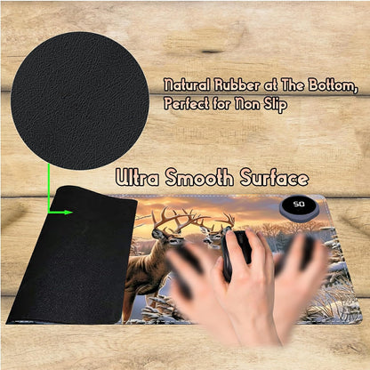 Heated Desk Pad Heated Large Mouse Pad, Electric Quickly Warm Desk Mat with 3 Levels Heating 3 Hours Auto Shut-Off, 31.5" x 13" Warm Gaming Mousepad Hand Foot Warmer, Baby Elephant