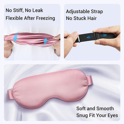 Cooling Eye Mask for Dark Circles Puffiness - Fsa Eligible Items Hsa, Cold Compress for Puffy Eyes Migraines Headache Sleeping After Surgery, Gentle Weighted Travel Essentials Gel Ice Pack (Black)