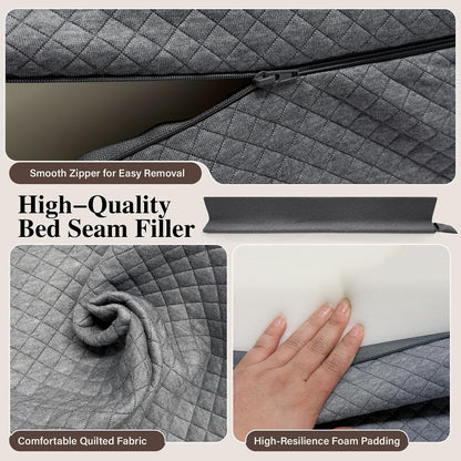 JZHLLA Triangle Bed Gap Filler King, Prevent Items from Falling | High Density Foam Headboard Gap Filler Pillow with 2 PCS Pockets and Removable Washable Cover Grey
