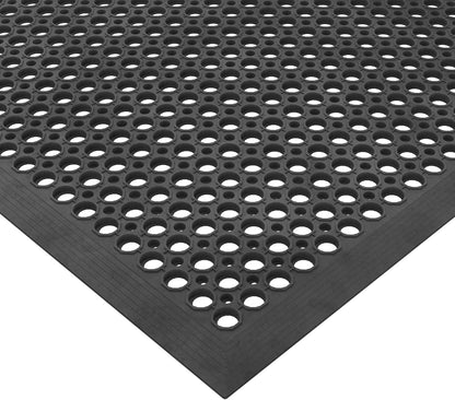 Ottomanson Heavy Duty Rubber Floor Mat – Non-Slip, Waterproof, Easy to Clean – Boot Tray Utility Mat for Shoes, Boots, Entryway, or Pet Feeding Area – Durable, Hose Washable – 16" x 32", Black