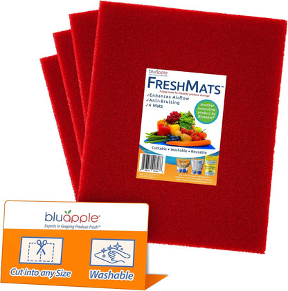 Bluapple FreshMats Fridge Bin Liners, Green, 12x15, Set of 4 Mats