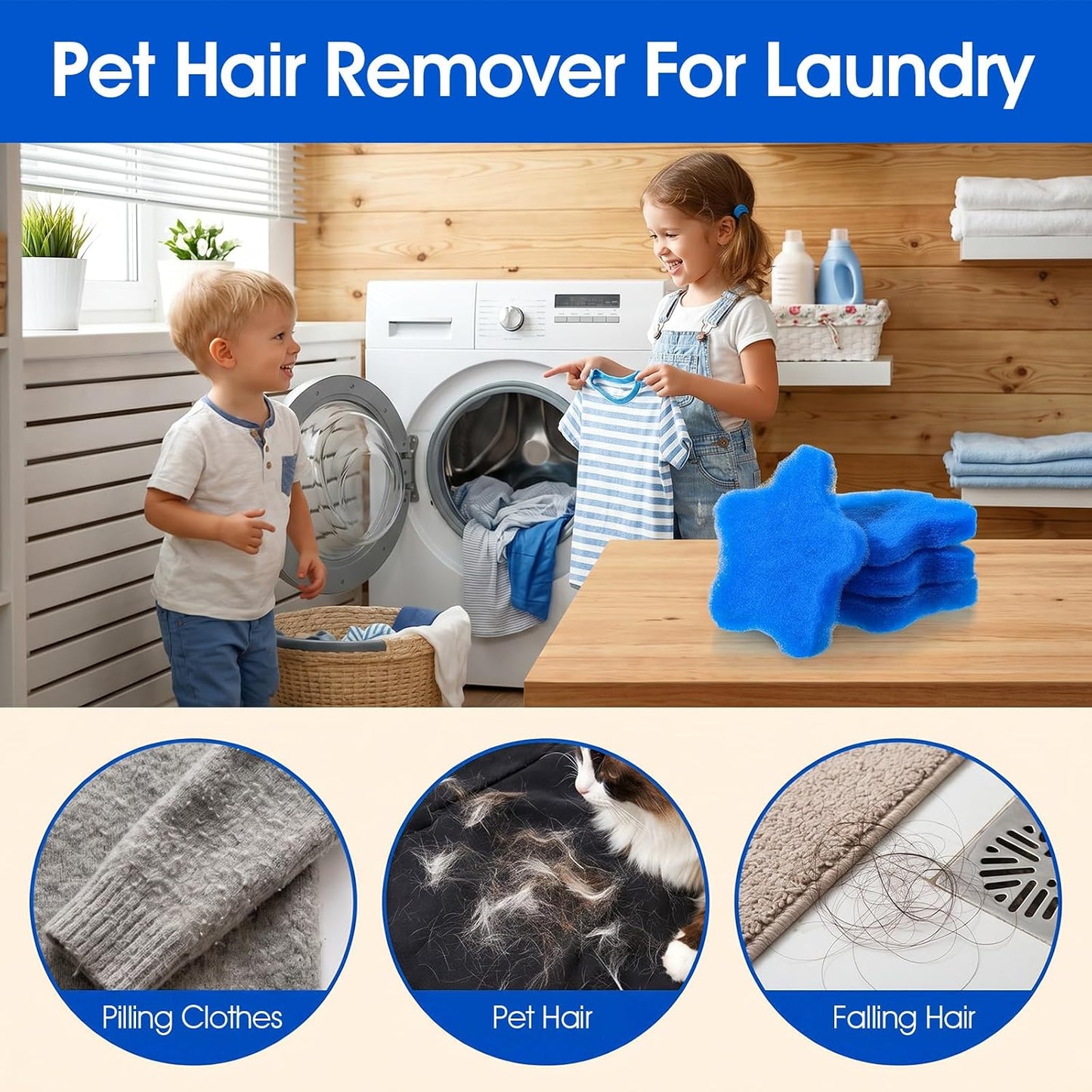 6PCS Dog Cat Hair Remover Reusable Pet Hair Catcher for Laundry | Laundry Pet Hair Remover, for Washing Machine Dryer, Effectively Remove Pet Hair Lint Dander, from Bedding Clothing