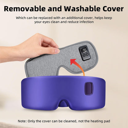 Heated Eye Mask for Dry Eyes, Cordless Warm Eye Compress 120-Min Battery, FSA - HSA Eligible, Eye Strain Relief, Washable Silk Travel Eye Mask with Extra Cover for Better Sleep (Pink & Purple)
