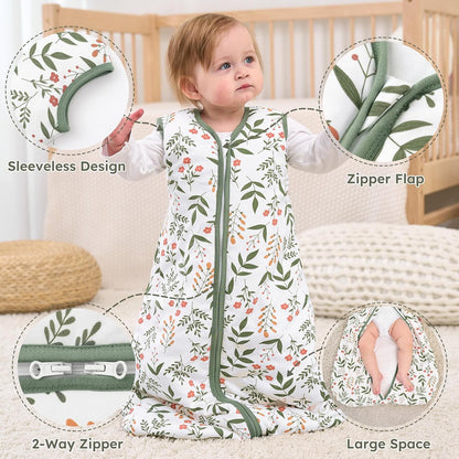 Yoofoss Baby Sleep Sack 0-6 Months Wearable Blanket for Babies 100% Organic Cotton 2-Way Zipper TOG 0.5 Toddler Sleeping Sack 3 Pack, Sleep Sacks