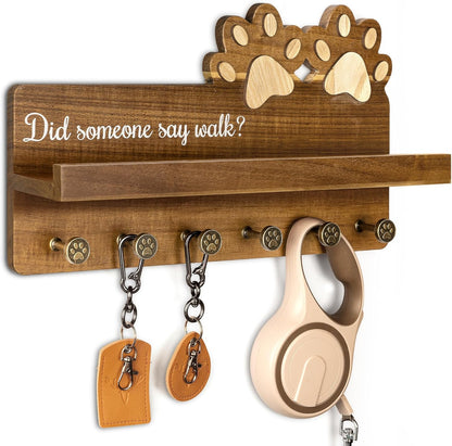 MTERSN Cute Dog Leash Holder for Wall for Pet Station Organizer, Brown